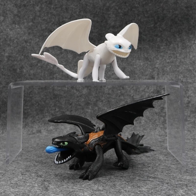 1 2Pcs Black White Toothless Dragon Action Figure Toy Model PVC Toothless Night Fury Collectible Action 1 - Toothless Plush