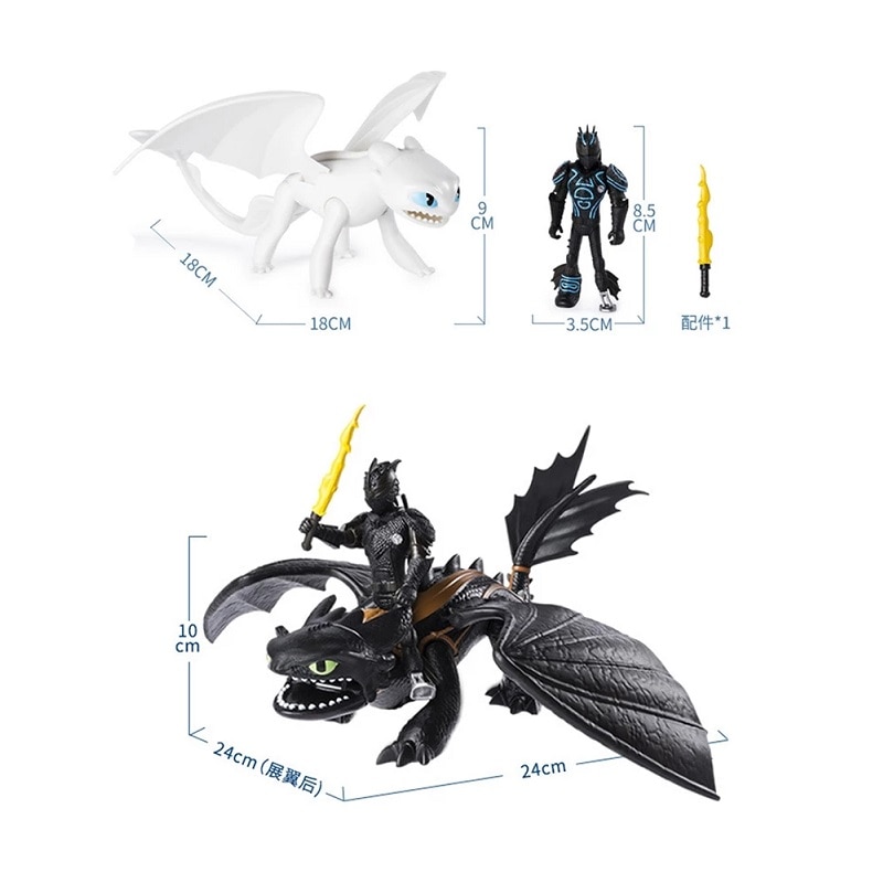 1 2Pcs Black White Toothless Dragon Action Figure Toy Model PVC Toothless Night Fury Collectible Action 5 - Toothless Plush