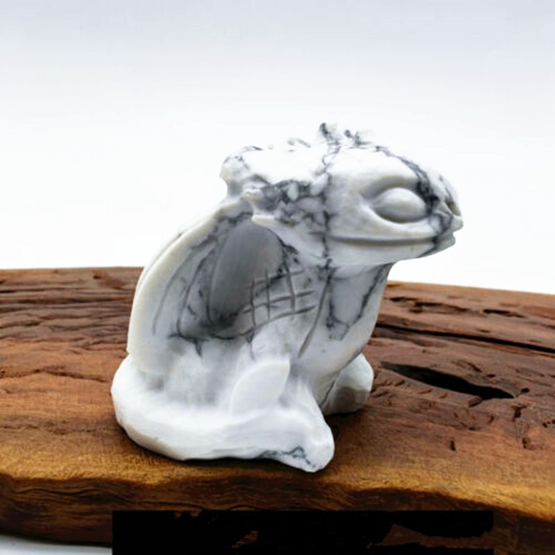 Clear natural crystal Toothless dragon carved white turquoise animal quartz statue healing crystal home Decor Reiki 2 - Toothless Plush