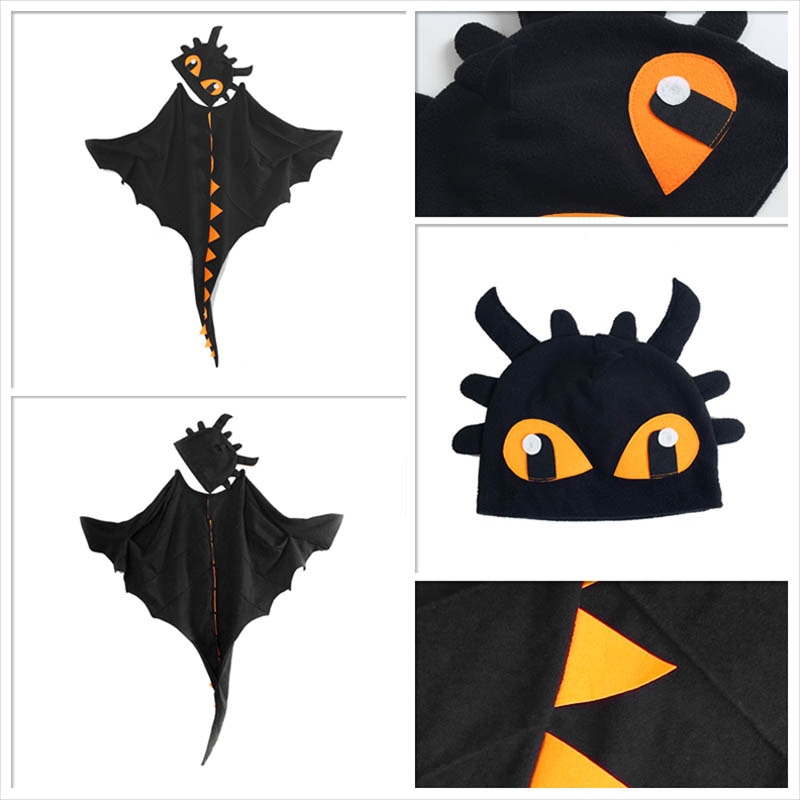 Dragon Costume Cloak with Hat Toothless Dragon Costume Cape Halloween Costumes Cosplay Dinosaur Costume 3 - Toothless Plush