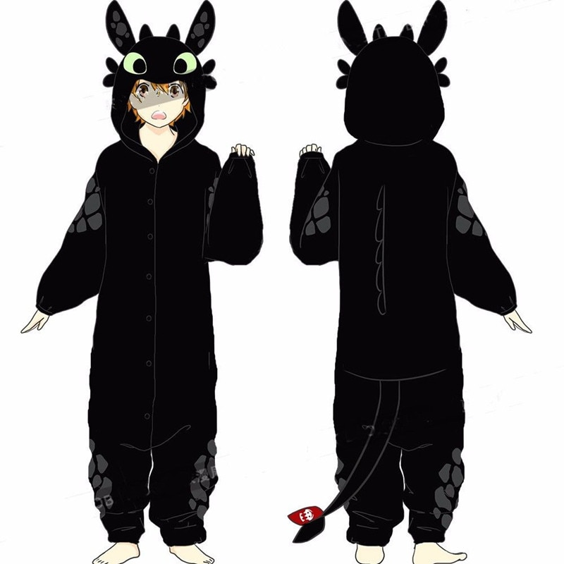 New How to Train Your Dragon Night Fury Toothless Cosplay Costumes Pajamas Bathrobe Women Man Sleepwear - Toothless Plush